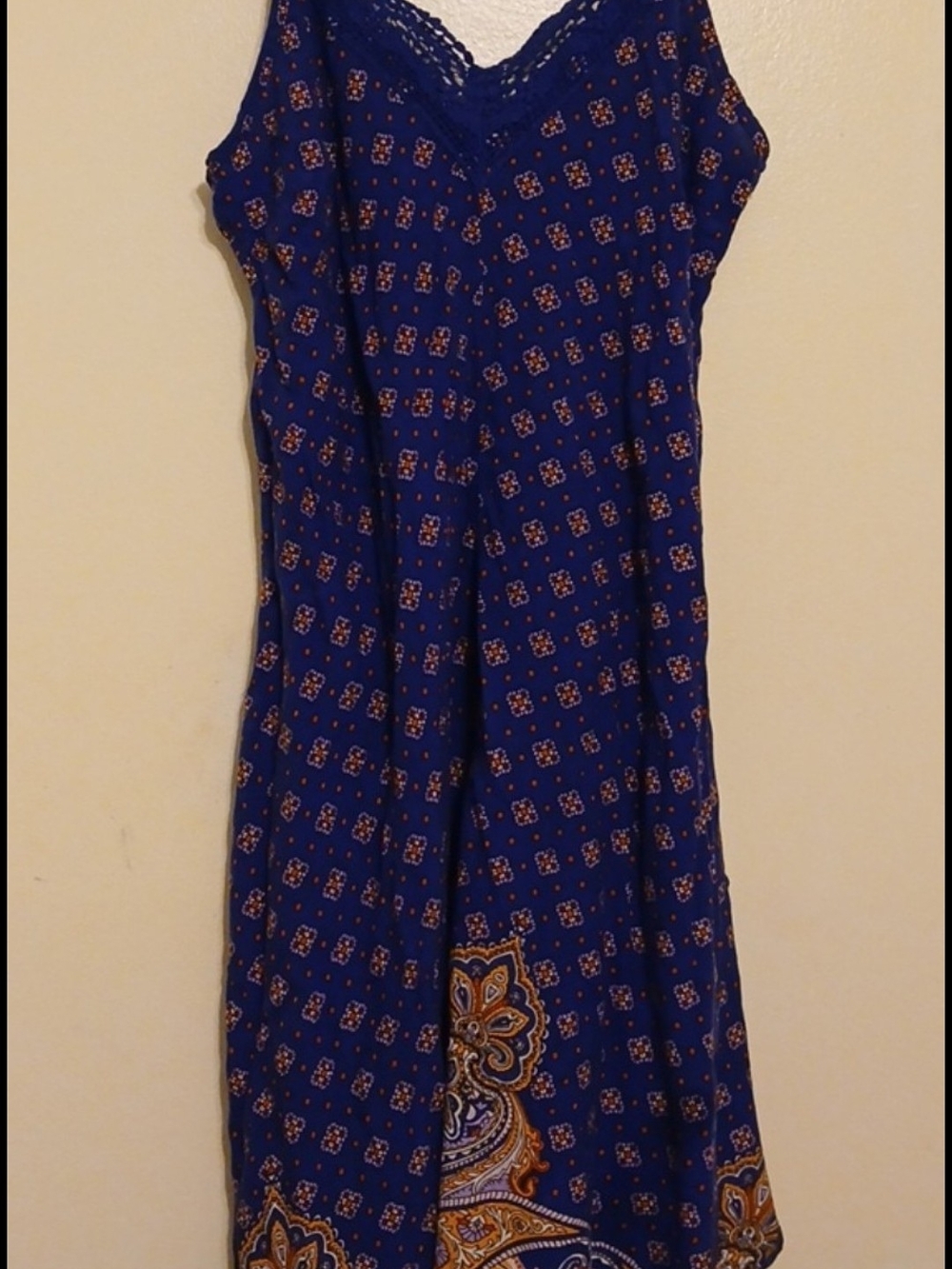 Band of Gypsies Royal Blue Midi Dress with Paisley Print